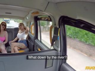 Falso taxi real al aire libre duro adulto vídeo trío con británica